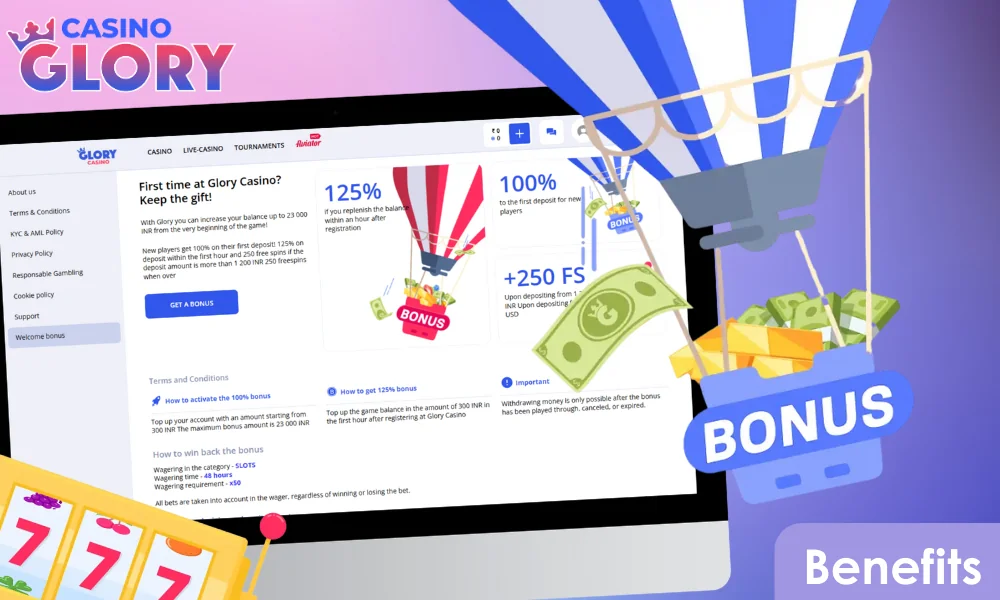 Overview of benefits from Glory casino for new players