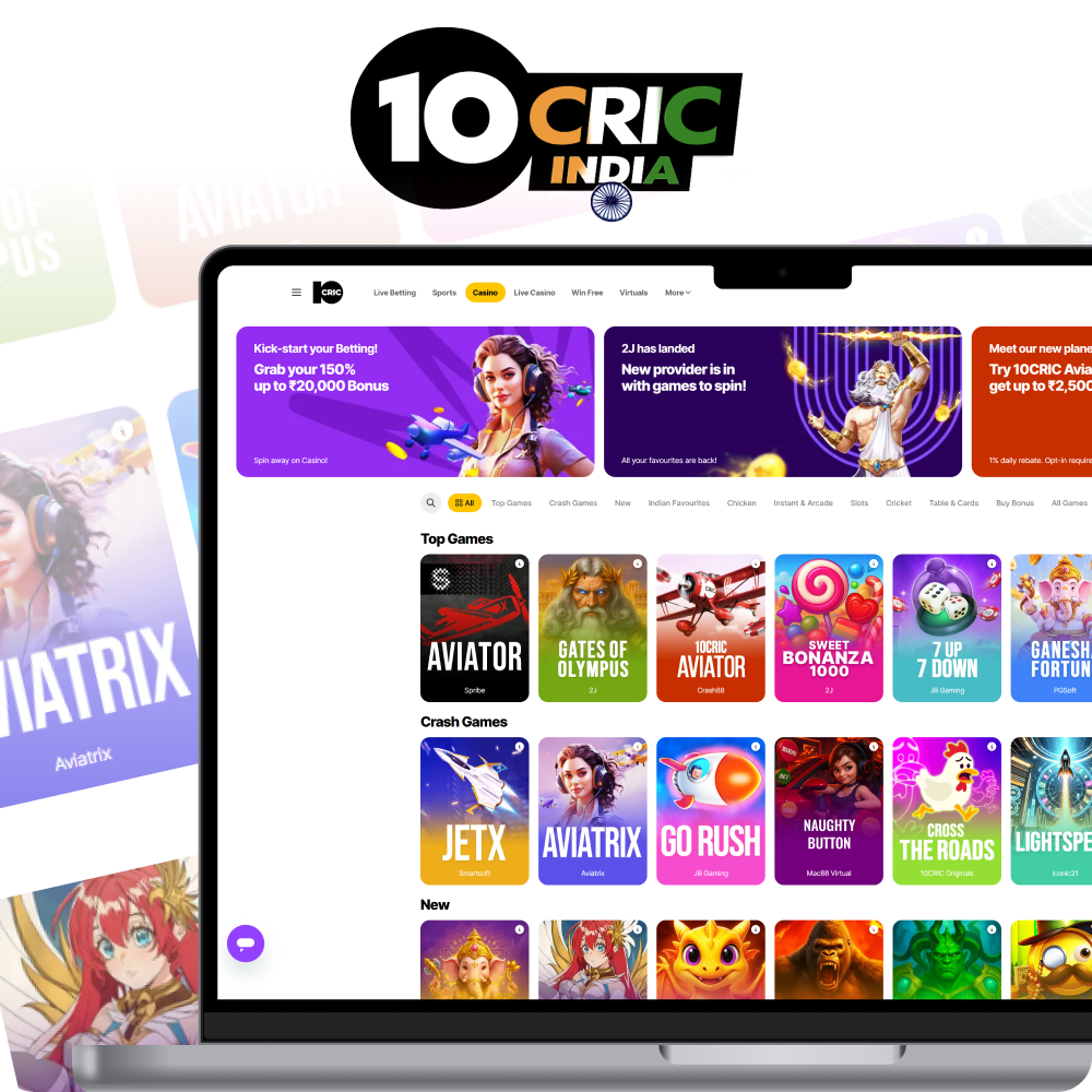10CRIC Casino provides high quality casino games for Indian players